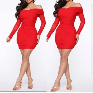 Red Ruched mini dress